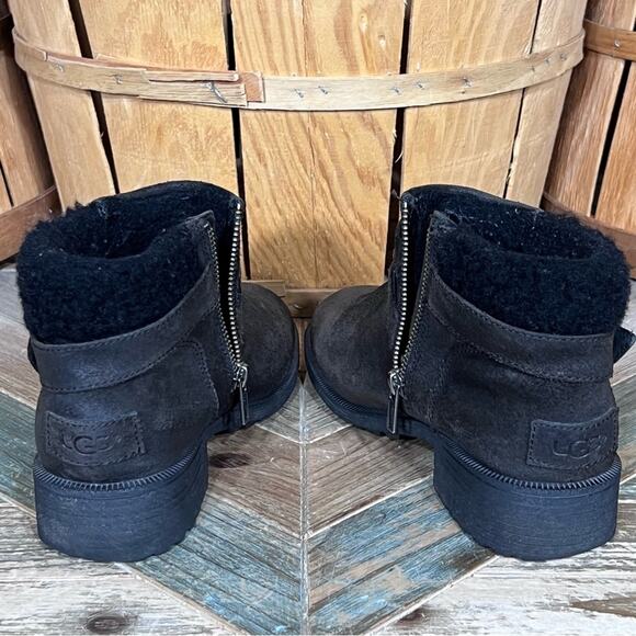 UGG Benson Brown Suede Wool Lined Waterproof Zip-Up Ankle Boots Womens Size 7.5 - Picture 9 of 13